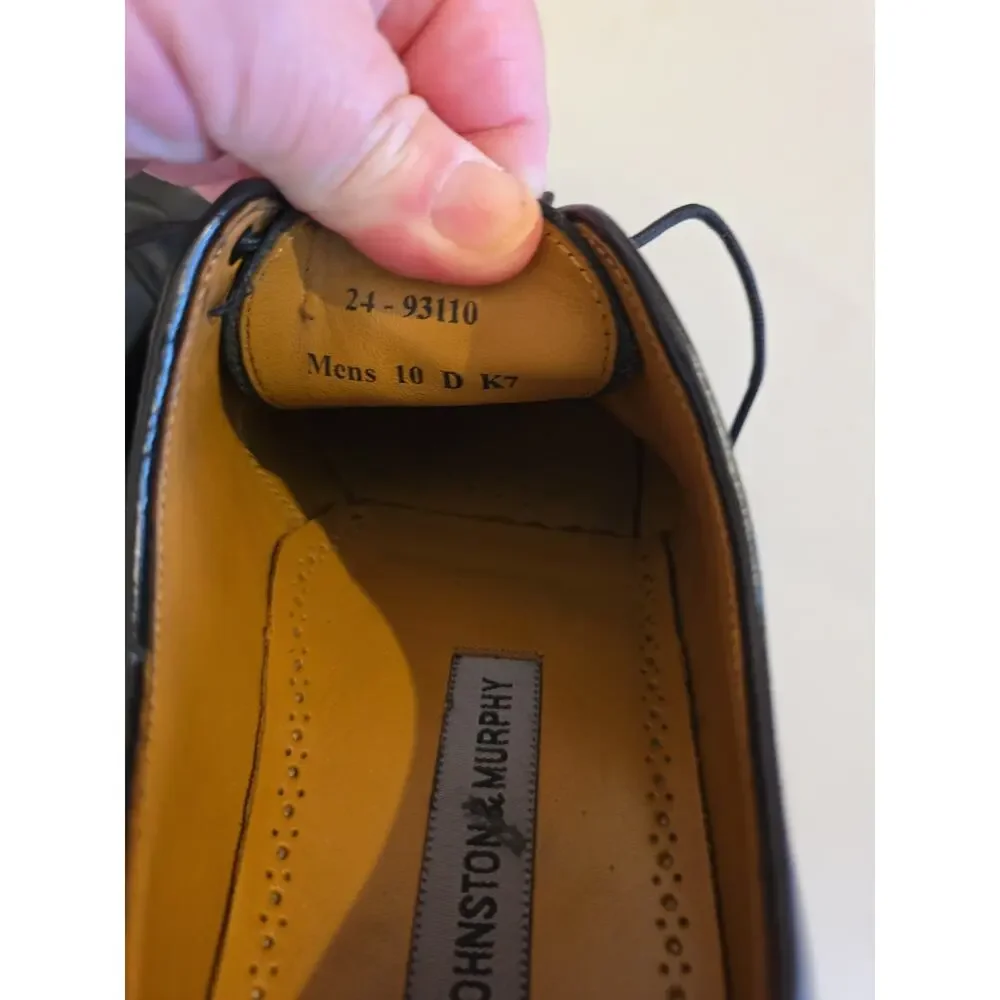 Johnston & Murphy 24-93110 Mens Black Leather Cap Toe Oxford Dress Shoes Sz 10D